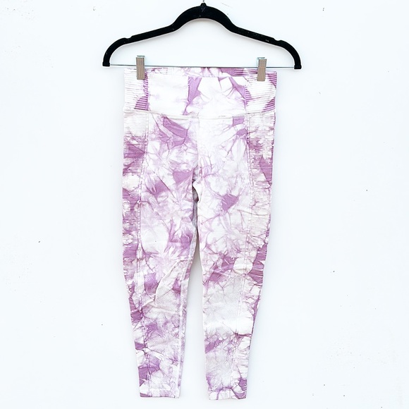 Aerie Offline Tie Dye Marble Print Seamless Leggings Tights Purple White Small - Picture 3 of 7